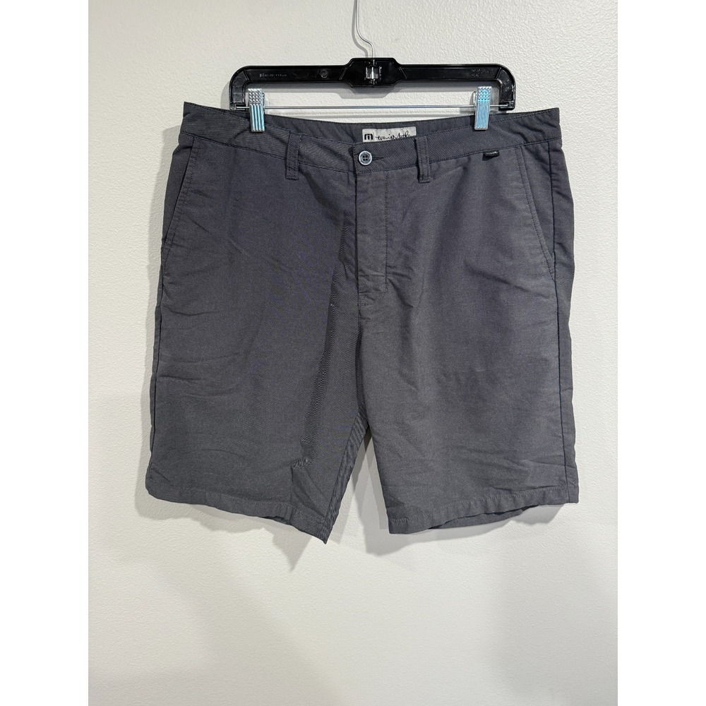 Travis Mathew Chino Shorts Men 36 Gray Nylon Stretch Slash Pocket Casual Outdoor